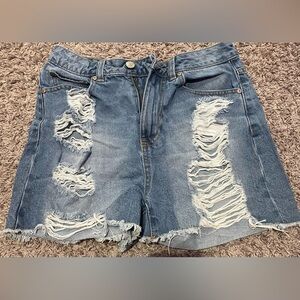 Refuge Blue Distressed Jean Shorts